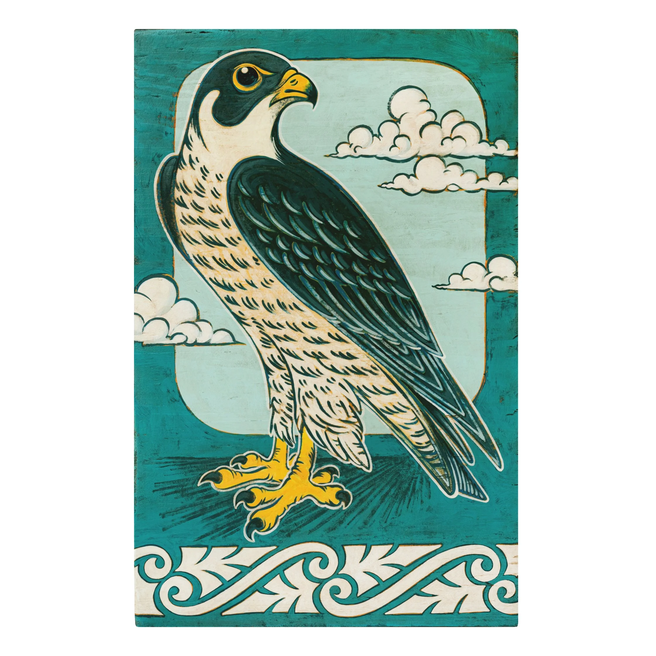 Anton Znaniecki ハヤブサ Falcon 絵画 The Fierce Peregrine Falcon | Salvaged Wood Wall Art Collection